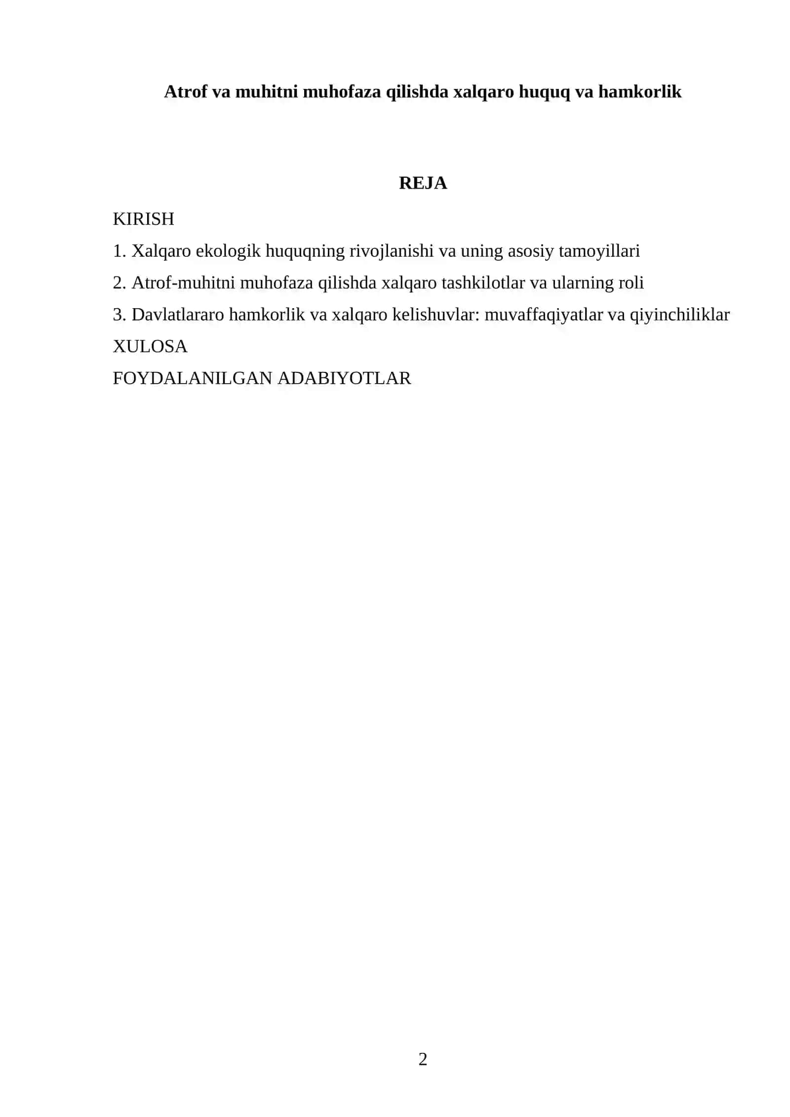 Atrof va muhitni muhofaza qilishda xalqaro huquq va hamkorlik 2