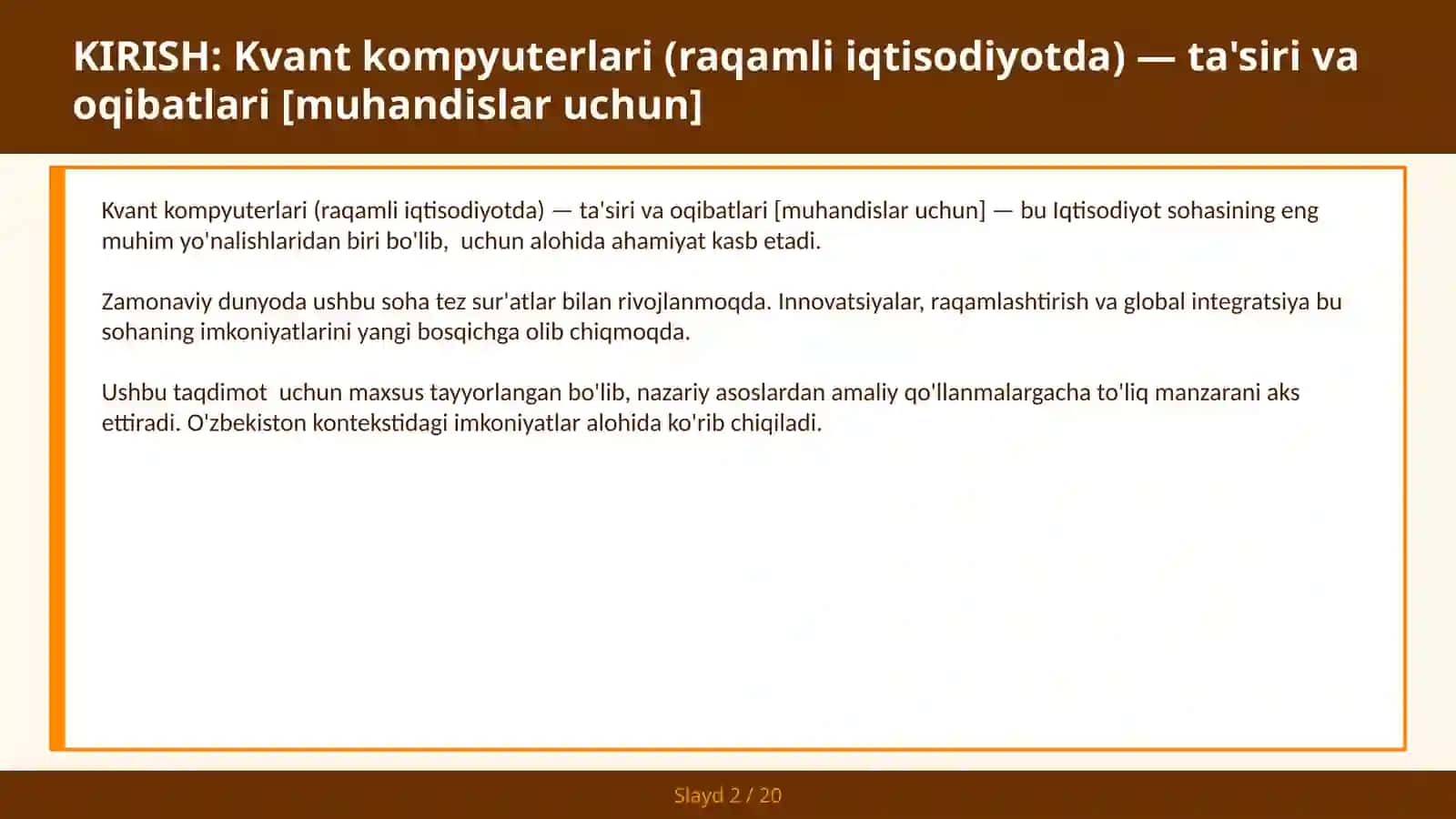 KVANT KOMPYUTERLARI (RAQAMLI IQTISODIYOTDA) — TA'SIRI VA OQIBATLARI [MUHANDISLAR UCHUN] 2