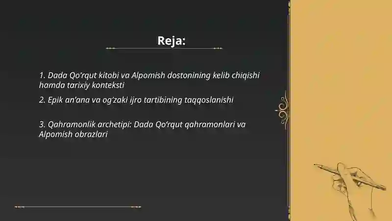 Dada Qoʻrqut kitobi va Alpomish dostoning qiyosiy tahlili 2