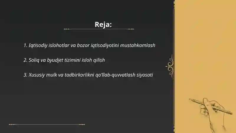 Iqtisodiy islohotlar va bozor iqtisodiyotini mustahkamlash 2
