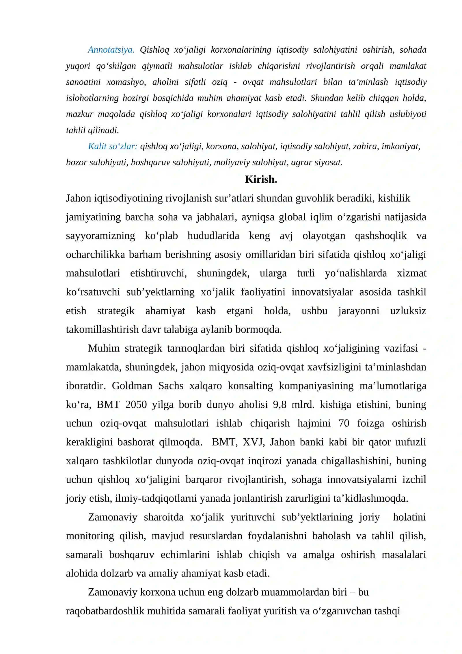 Qishloq xo'jaligida korxonalarida tahlilning o'rni va ahamiyati 2