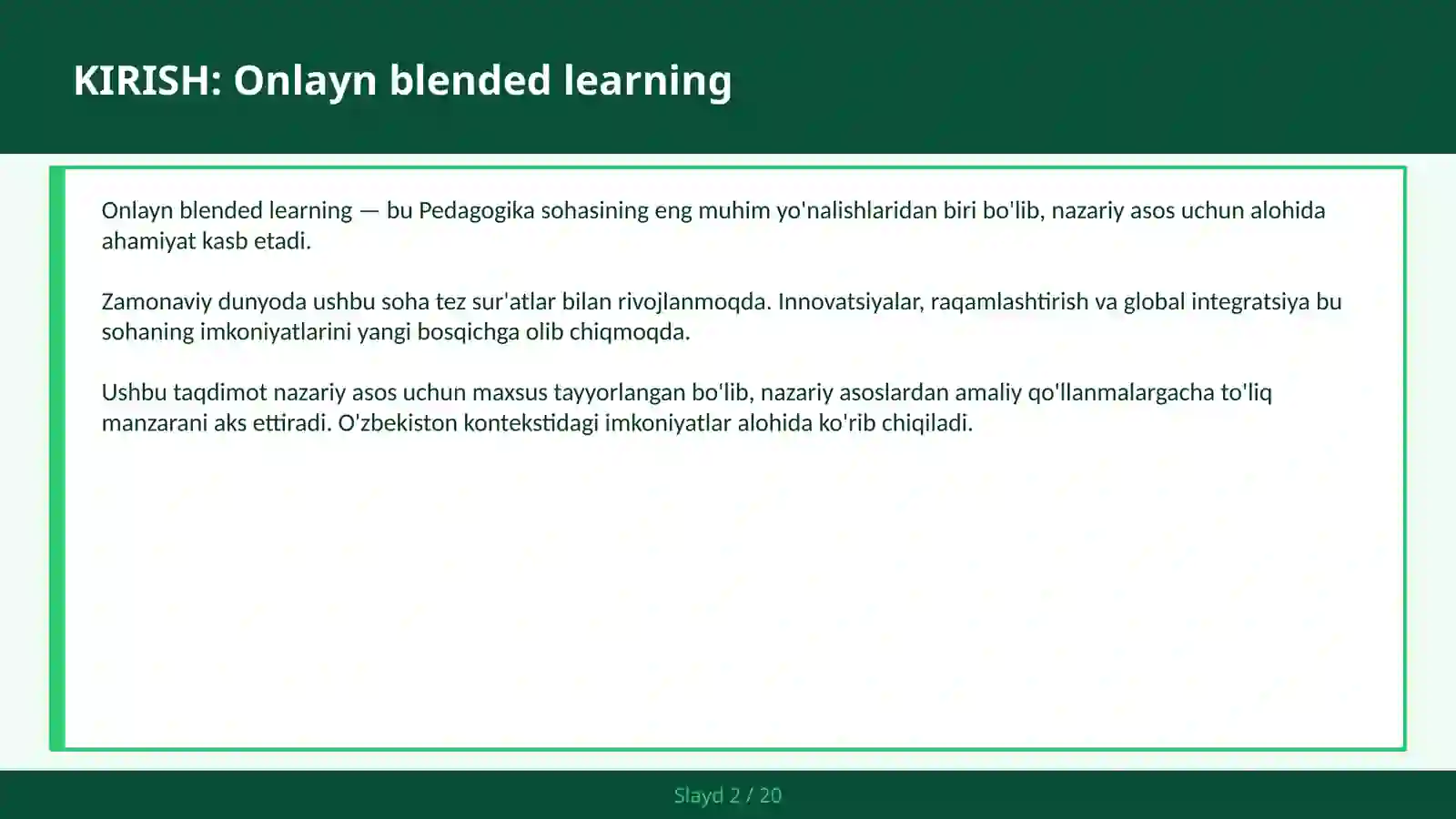 Onlayn Blended Learning 2