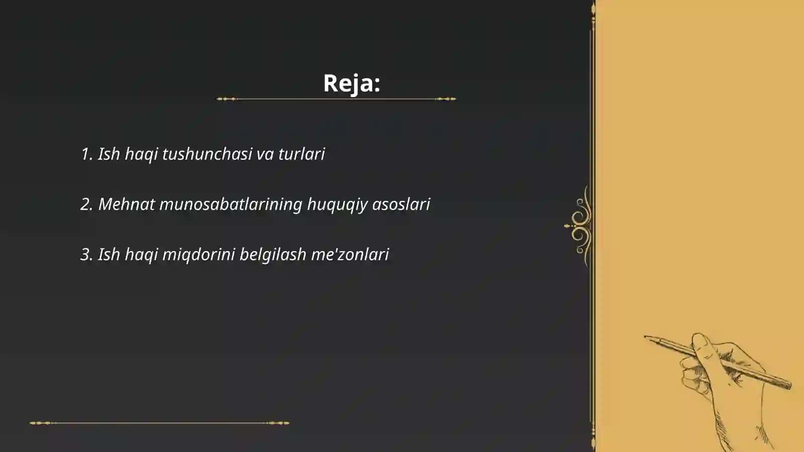 Ish haqi va mehnat munosabatlari 2