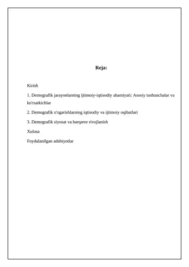 Demografik jarayonlarning ijtimoiy-iqtisodiy ahamiyati 2