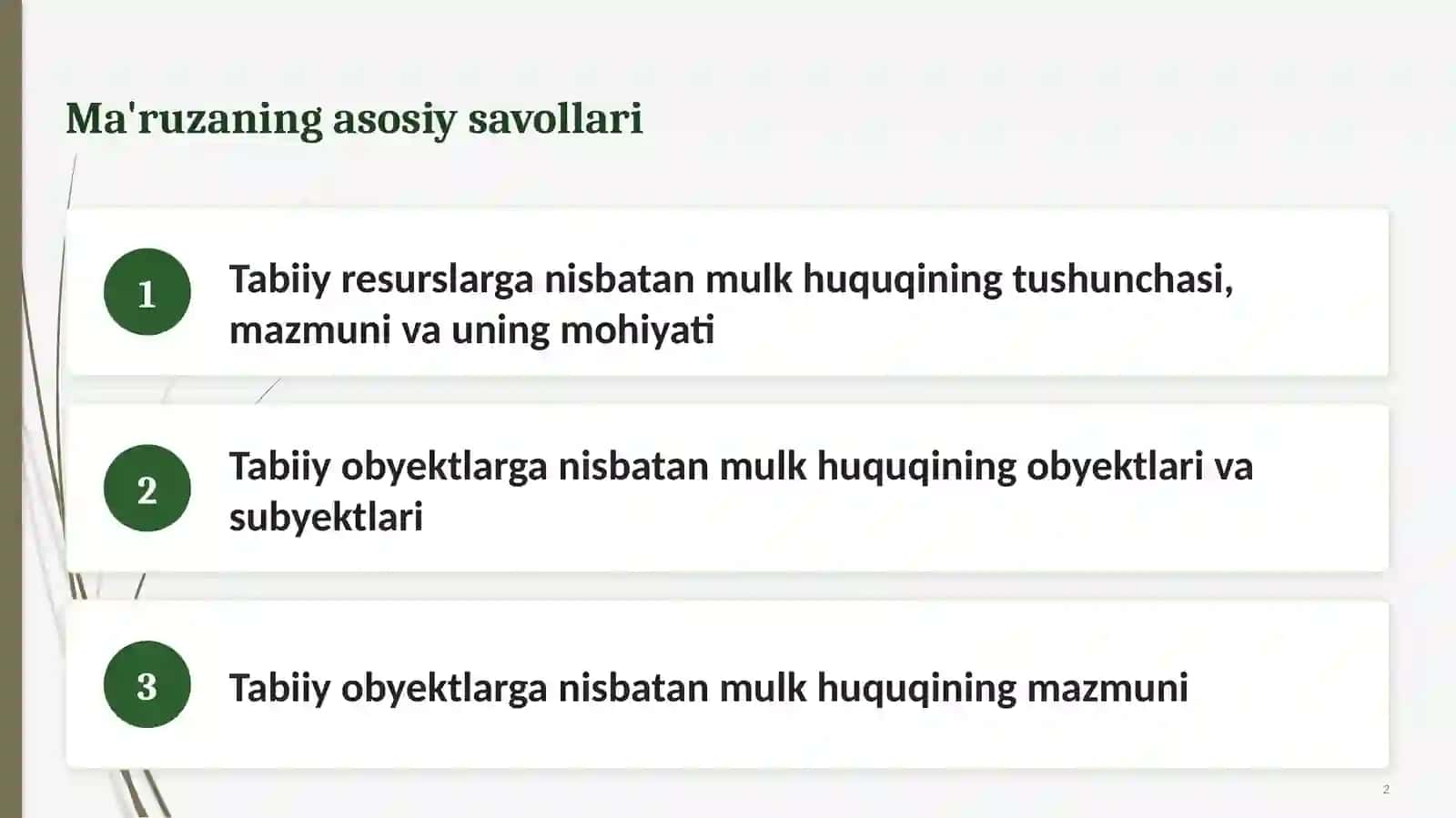 Tabiiy ob'ektlarga nisbatan mulk huquqi 2