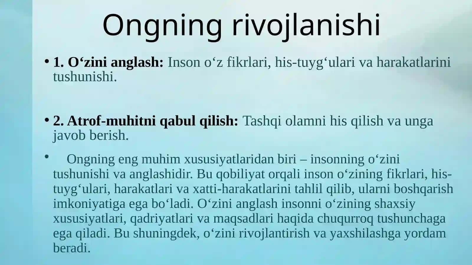Ong. Uning xuxusiyatlari ta turlari 2