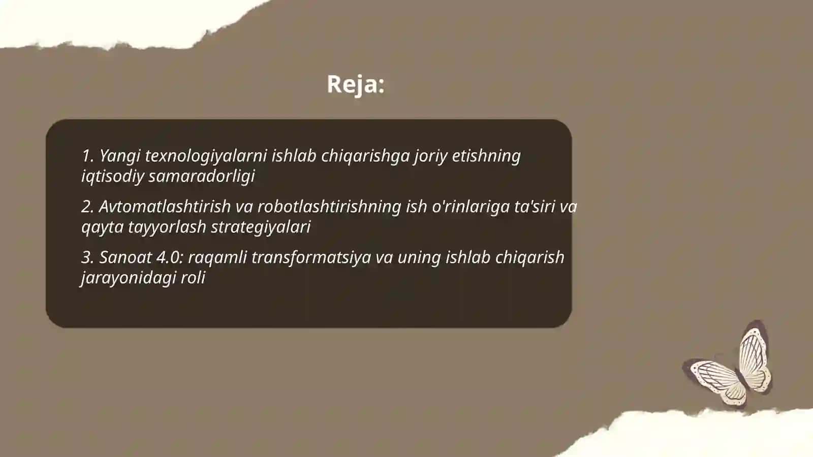 Ishlab chiqarish jarayoniga yangi,samarali texnologiyalarni tatbiq etish zarurati va istiqbollari 2