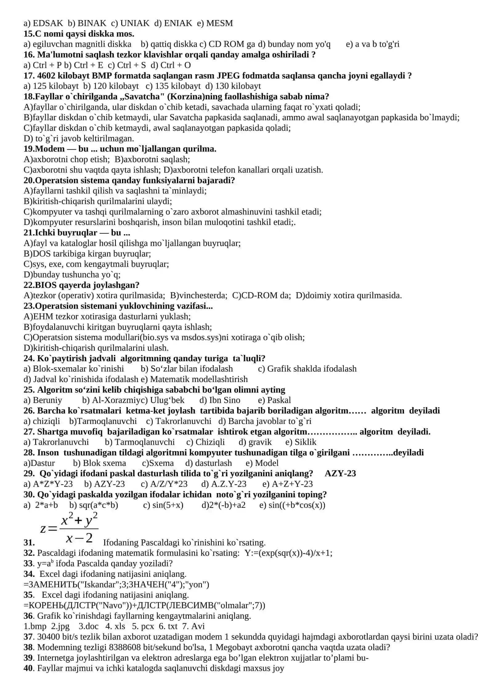 Informatika va AT 10-sinf amaliy ish 2