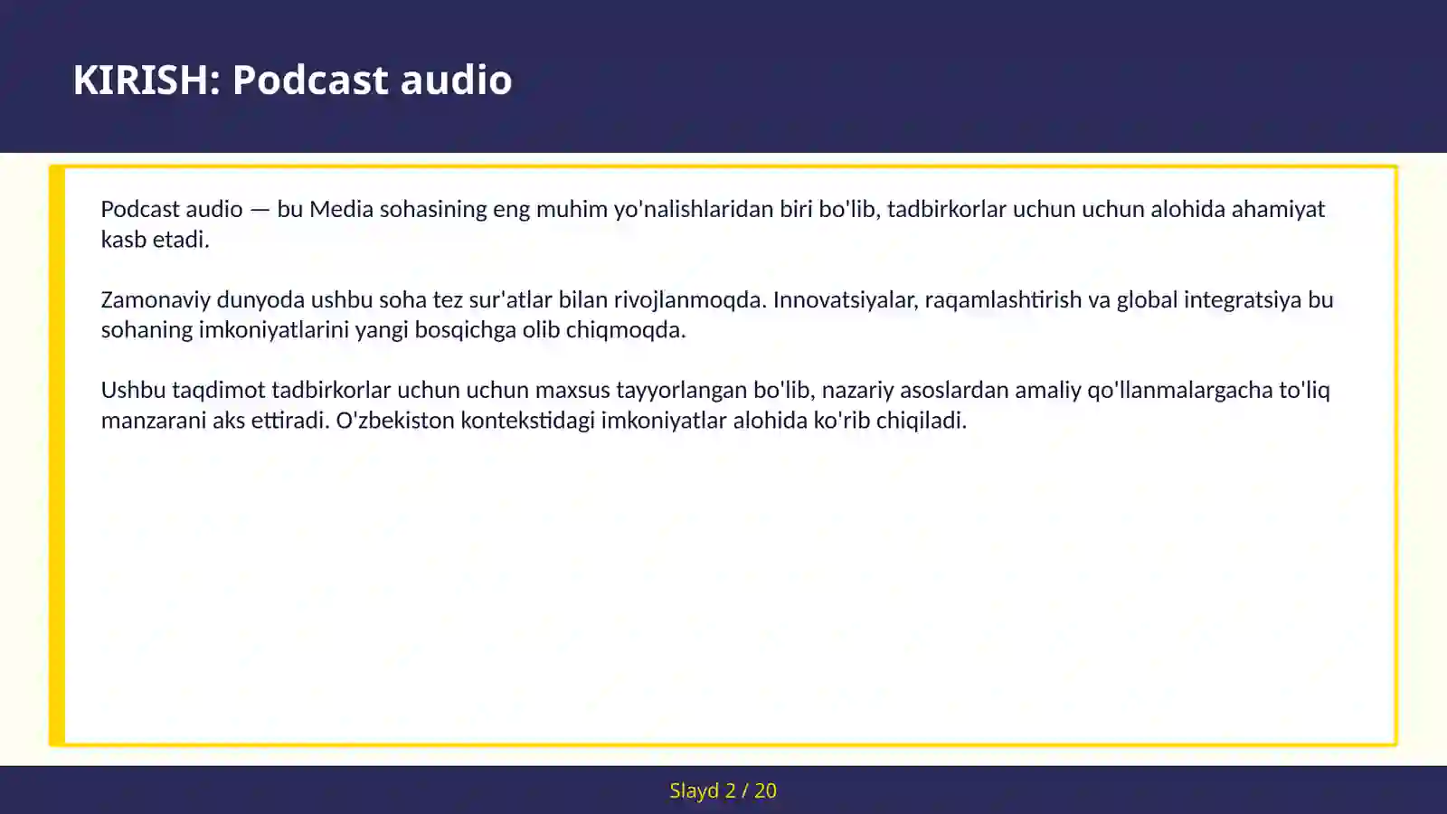 Podcast audio 2