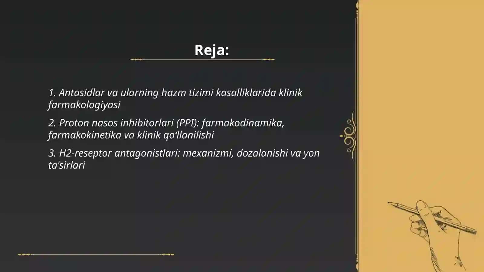 Hazm tizimi a'zolari kasalliklarini davolashda qo‘llaniluvchi dori vositalarning klinik farmakologiyasi 2