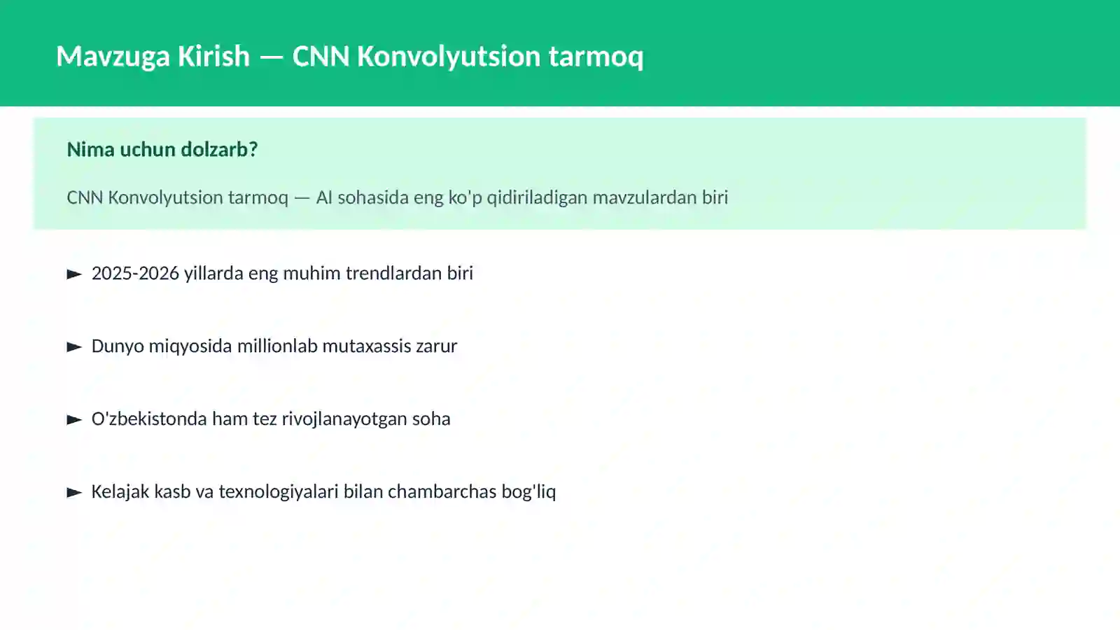 AI | DEEP LEARNING VA NEYRON TARMOQLAR 2