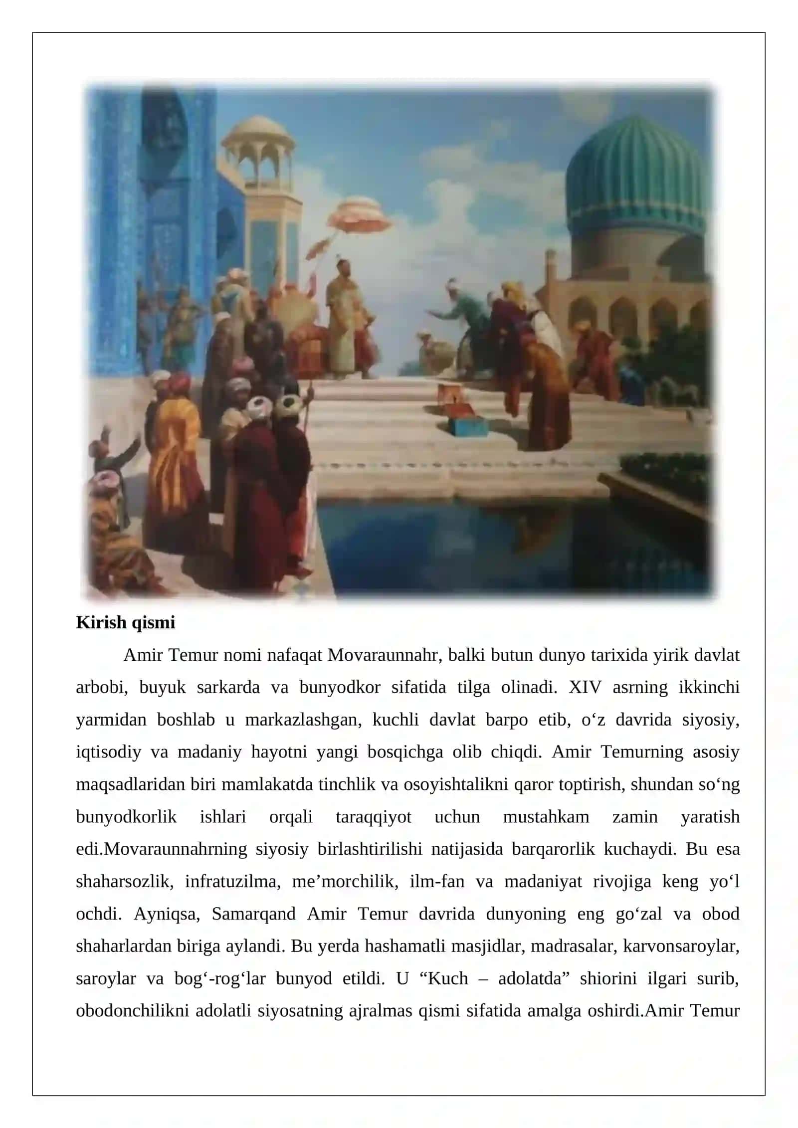 Temuriylar davrida bunyodkorlik ishlari 2