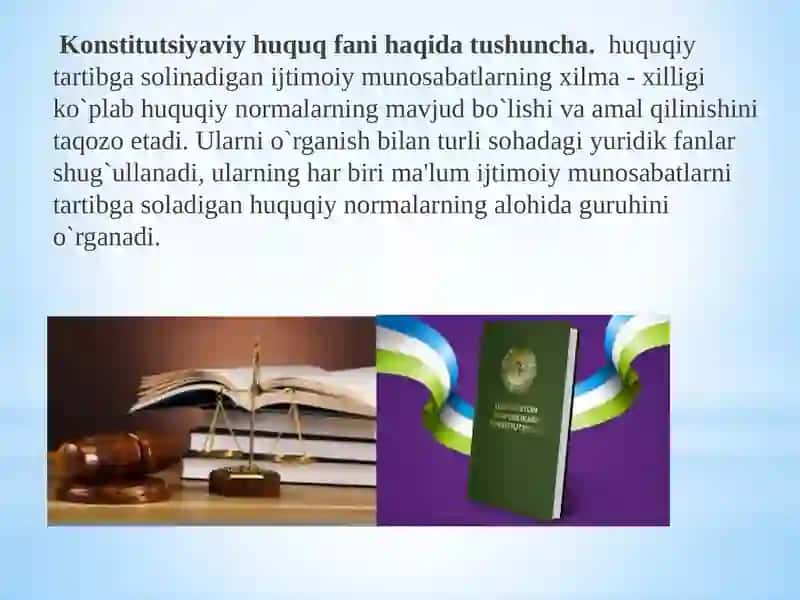 O`zbekiston Respublikasi Konstitutsiyaviy huquq fani tushunchasi va uning predmeti 2