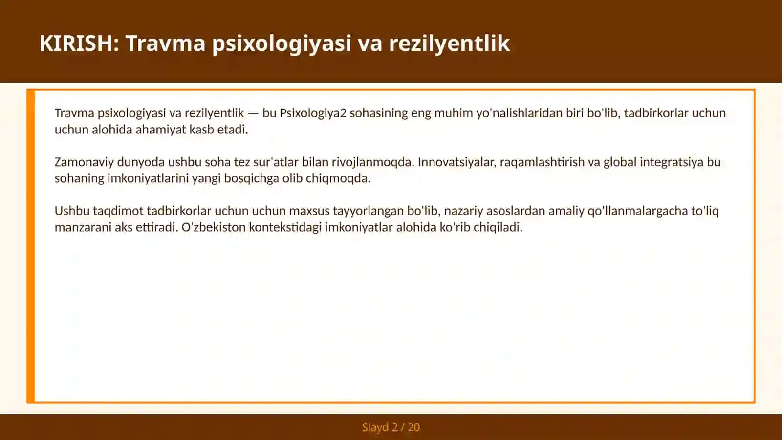 TRAVMA PSIXOLOGIYASI VA REZILYENTLIK 2