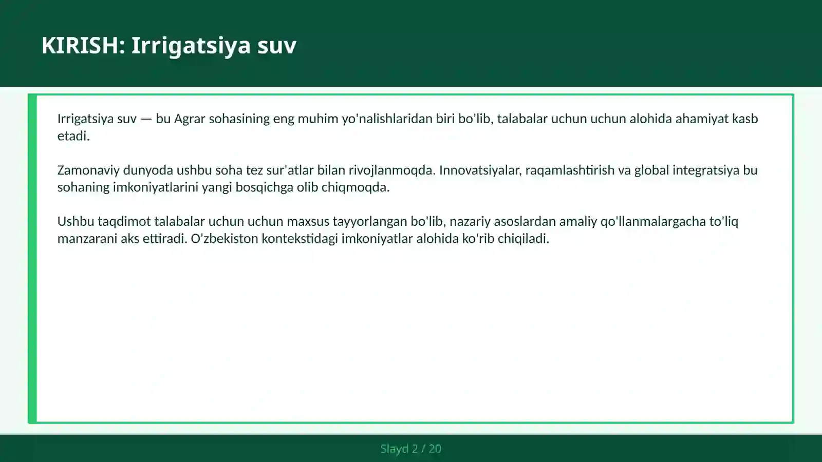 Irrigatsiya suv 2