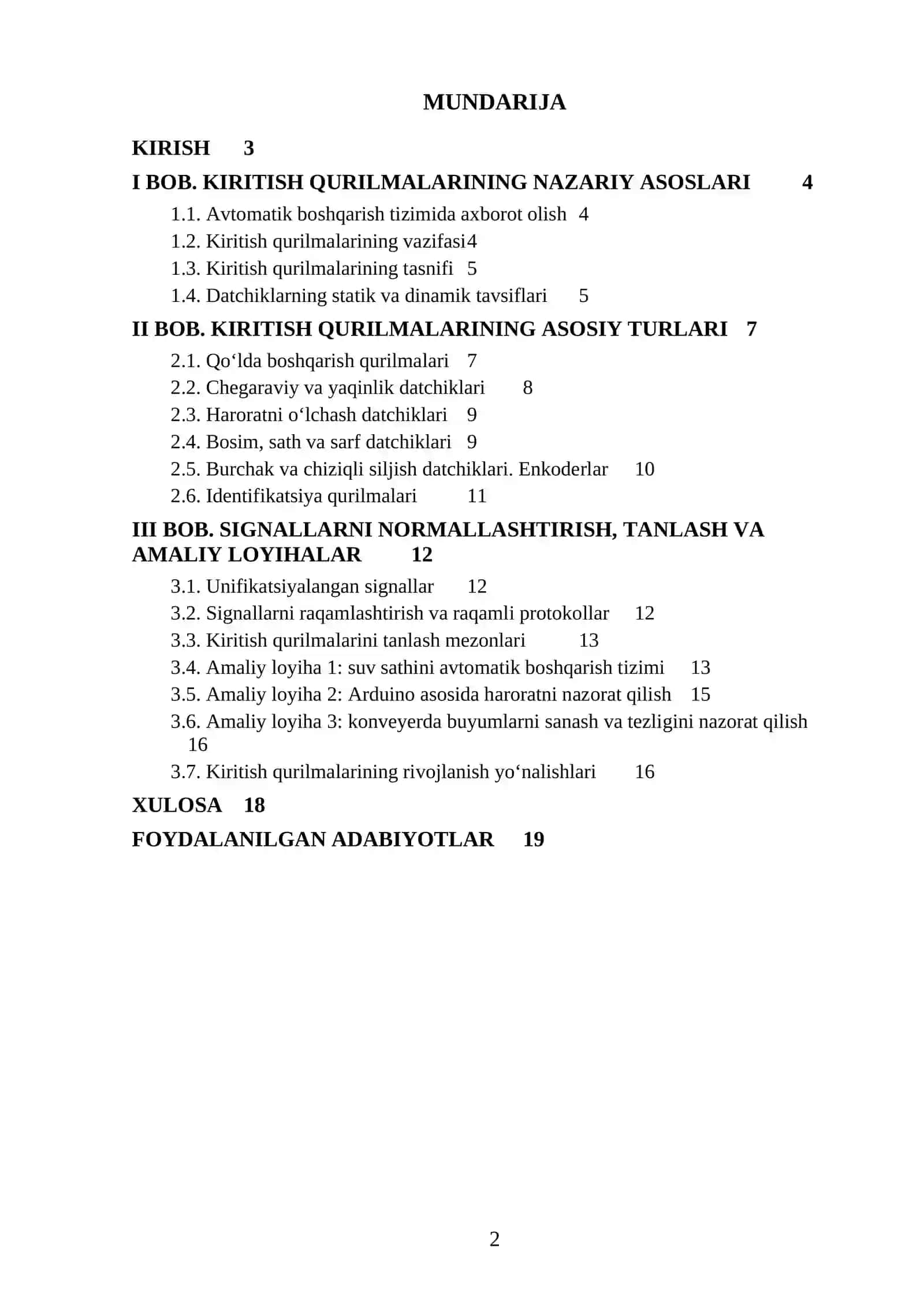 AVTOMATIKA VOSITALARINING KIRITISH QURILMALARI 2