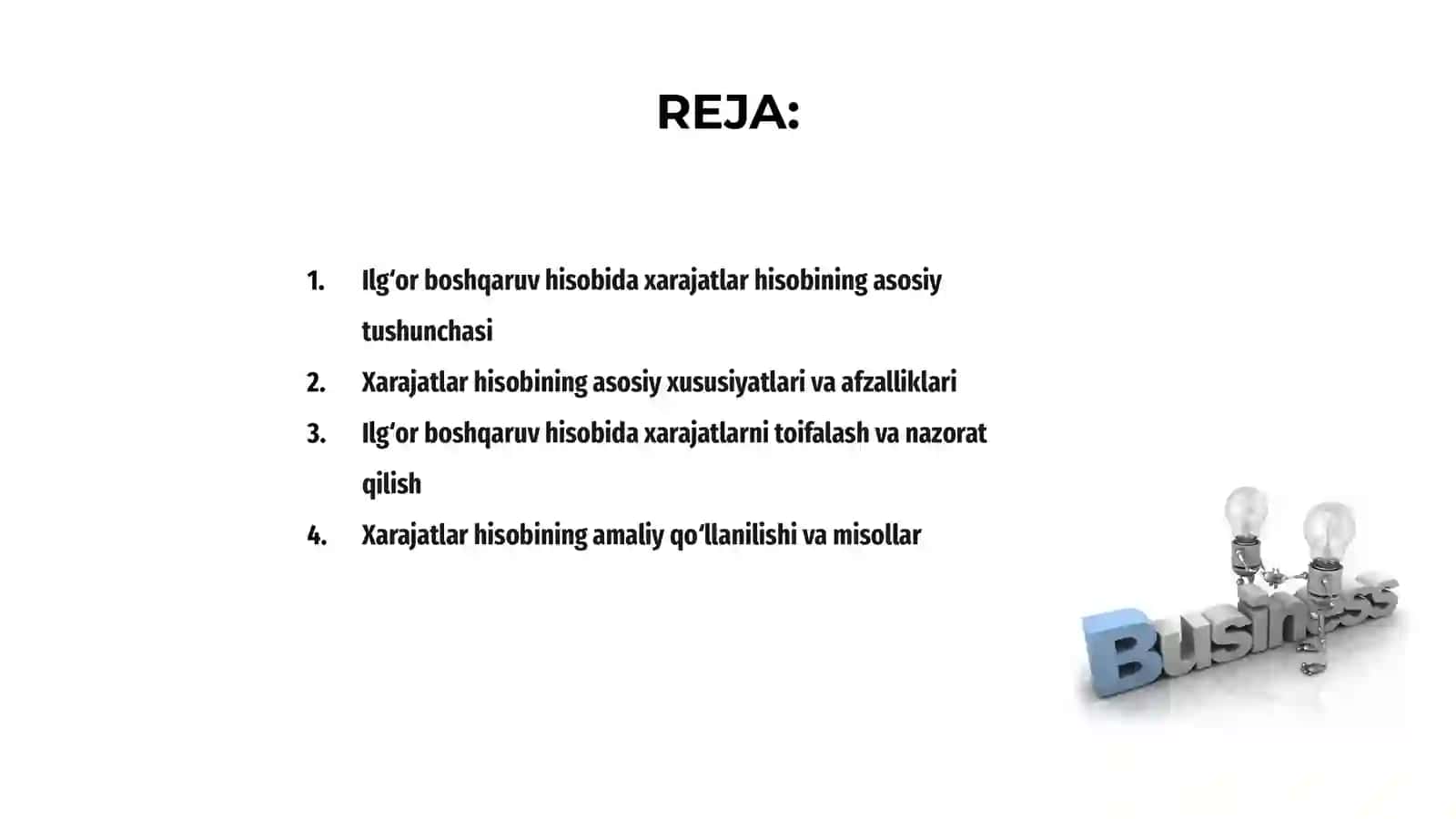 Ilgʻor boshqaruv hisobida xarajatlar hisobini yuritish va uning asosiy xususiyatlari 2