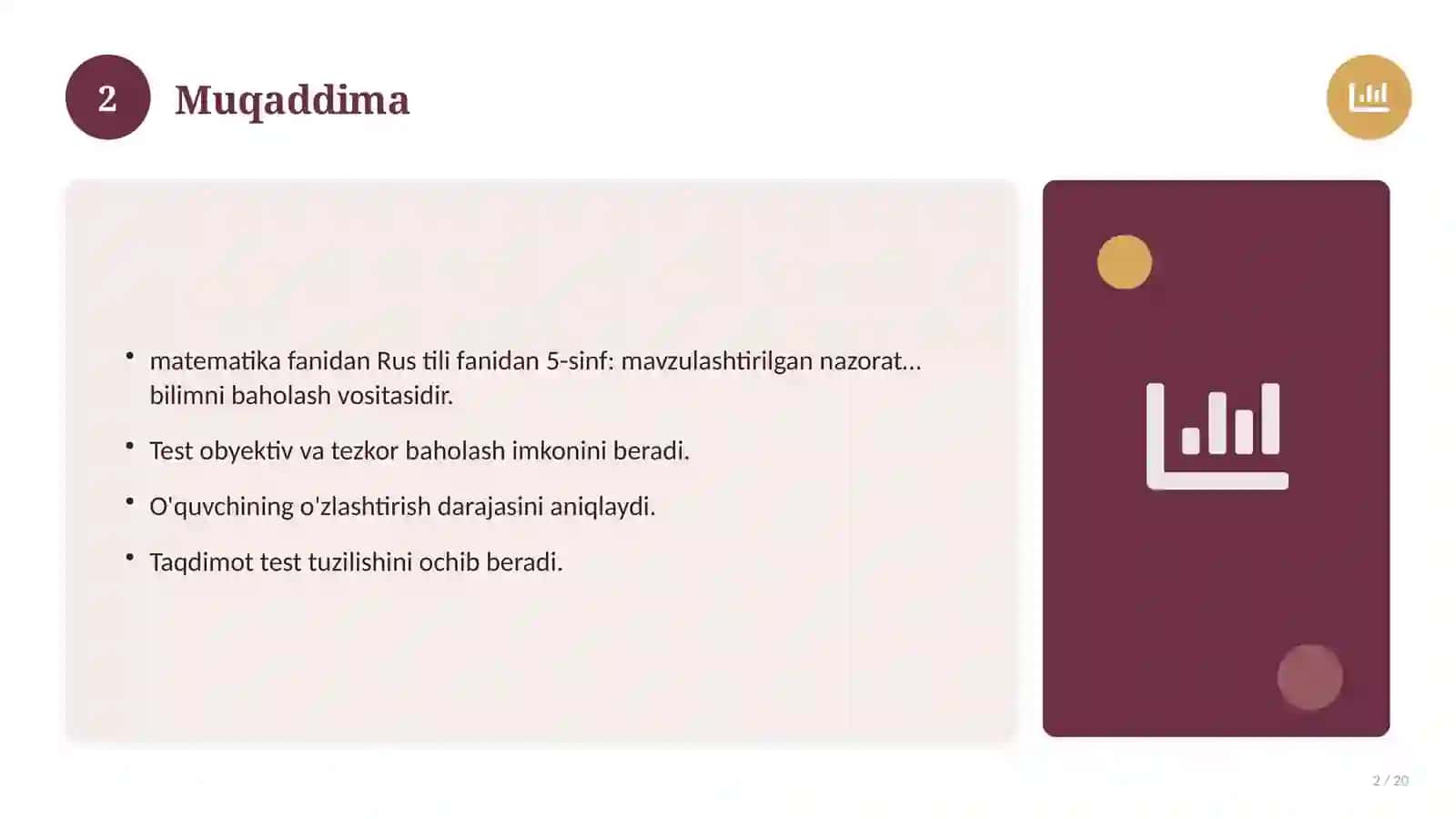 Rus tili fanidan 5-sinf: mavzulashtirilgan nazorat ishi va tahlil 2