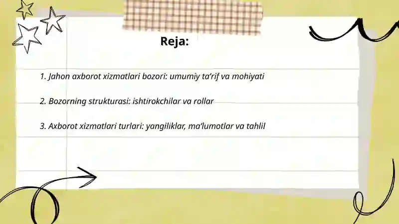 Jahon axborot xizmatlari bozori:asosiy tushunchalar 2