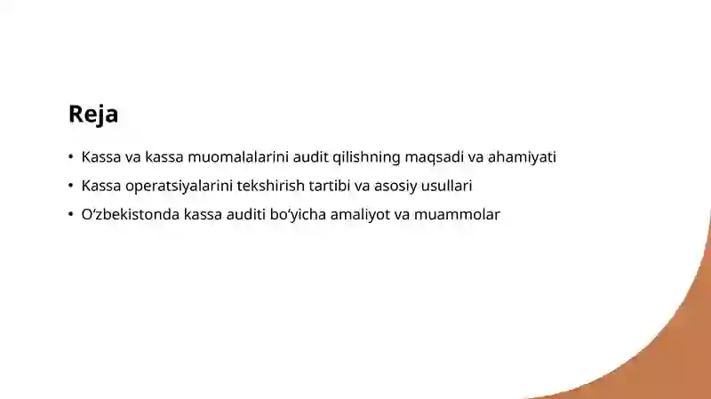 Kassa va kassa muomalalari auditi 2