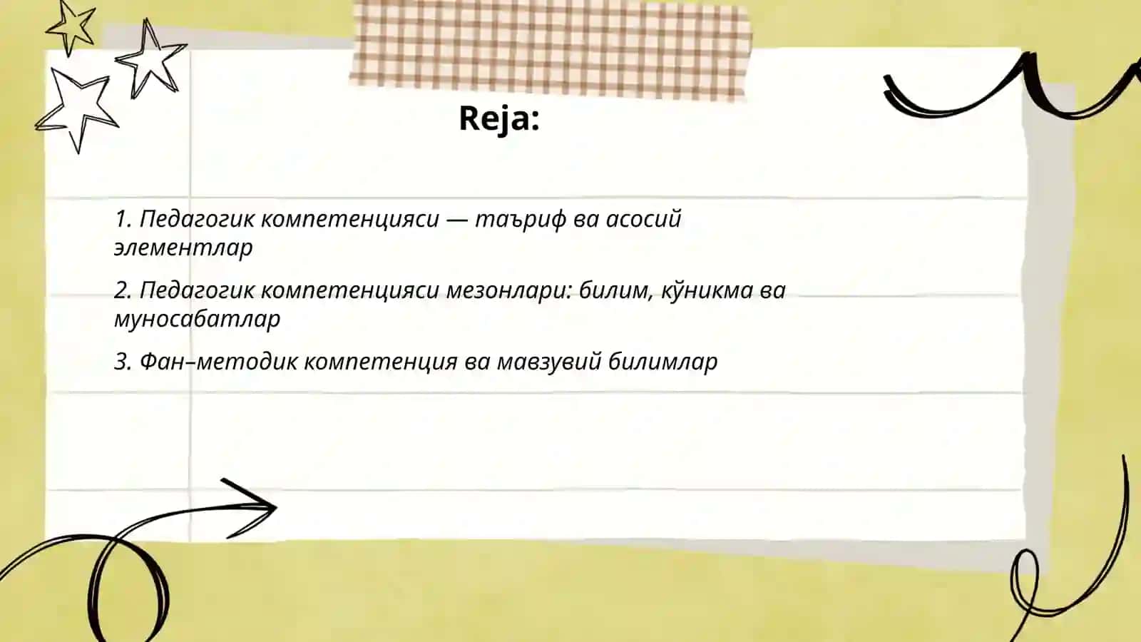 Педагогик компитенцияси мезонлари 2