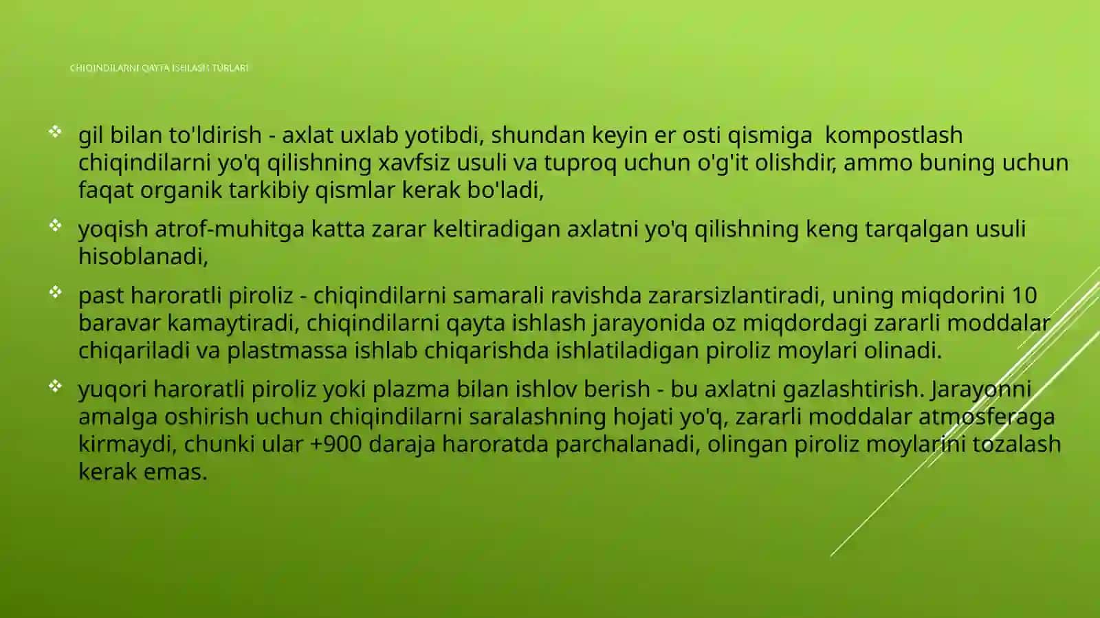 Chiqindilardan qurilish materiallarini ishlab chiqarish 2