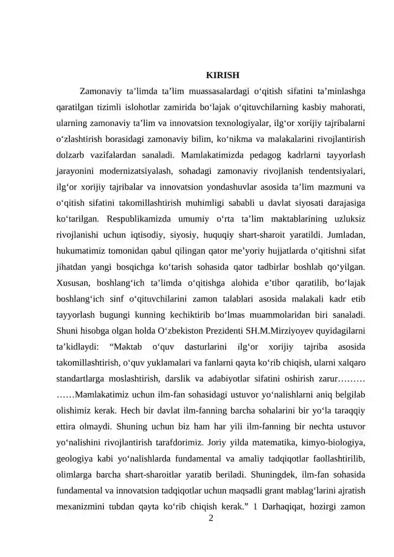 Umumiy o’rta ta'lim maktablarida yuzlar mavzusini pedogogik texnologiyalar asosida o’qitish 2