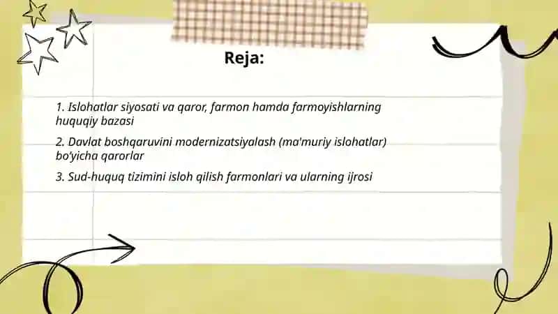 Islohatlar Qarorlar va Farmonlar 2