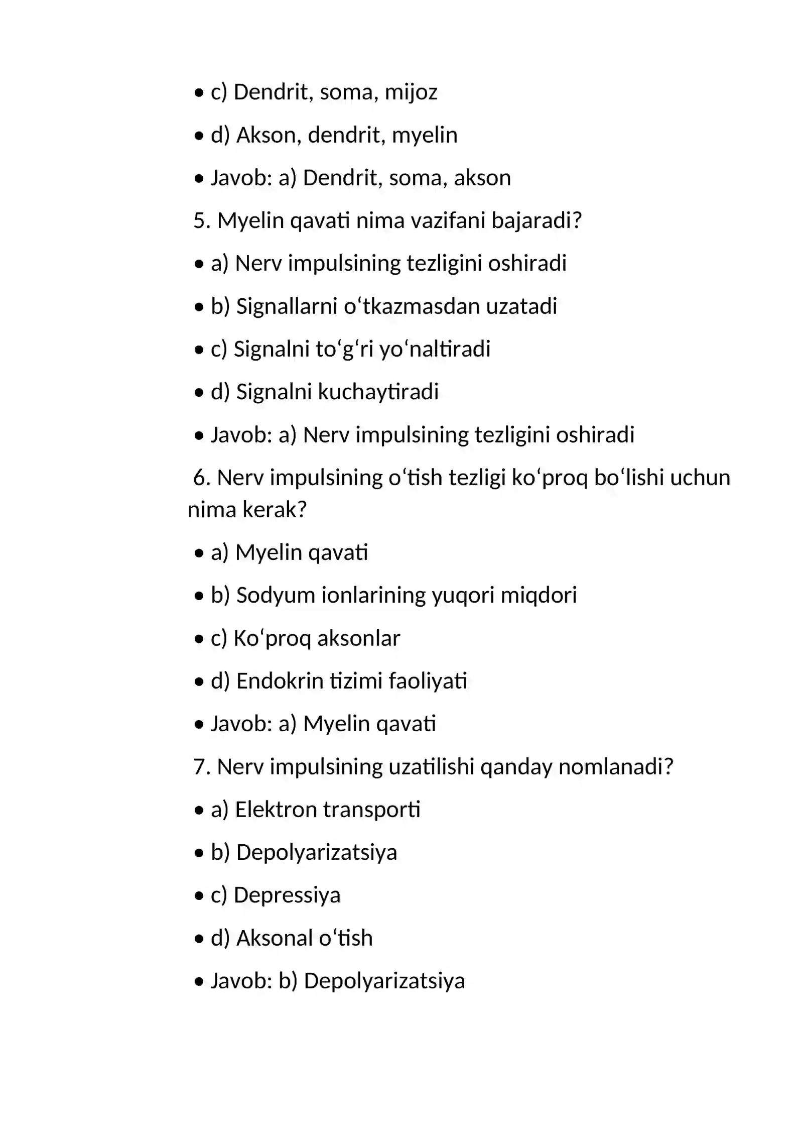 Nerv tolalari fiziologiyasi. Sinapslar fiziologiyasi 2
