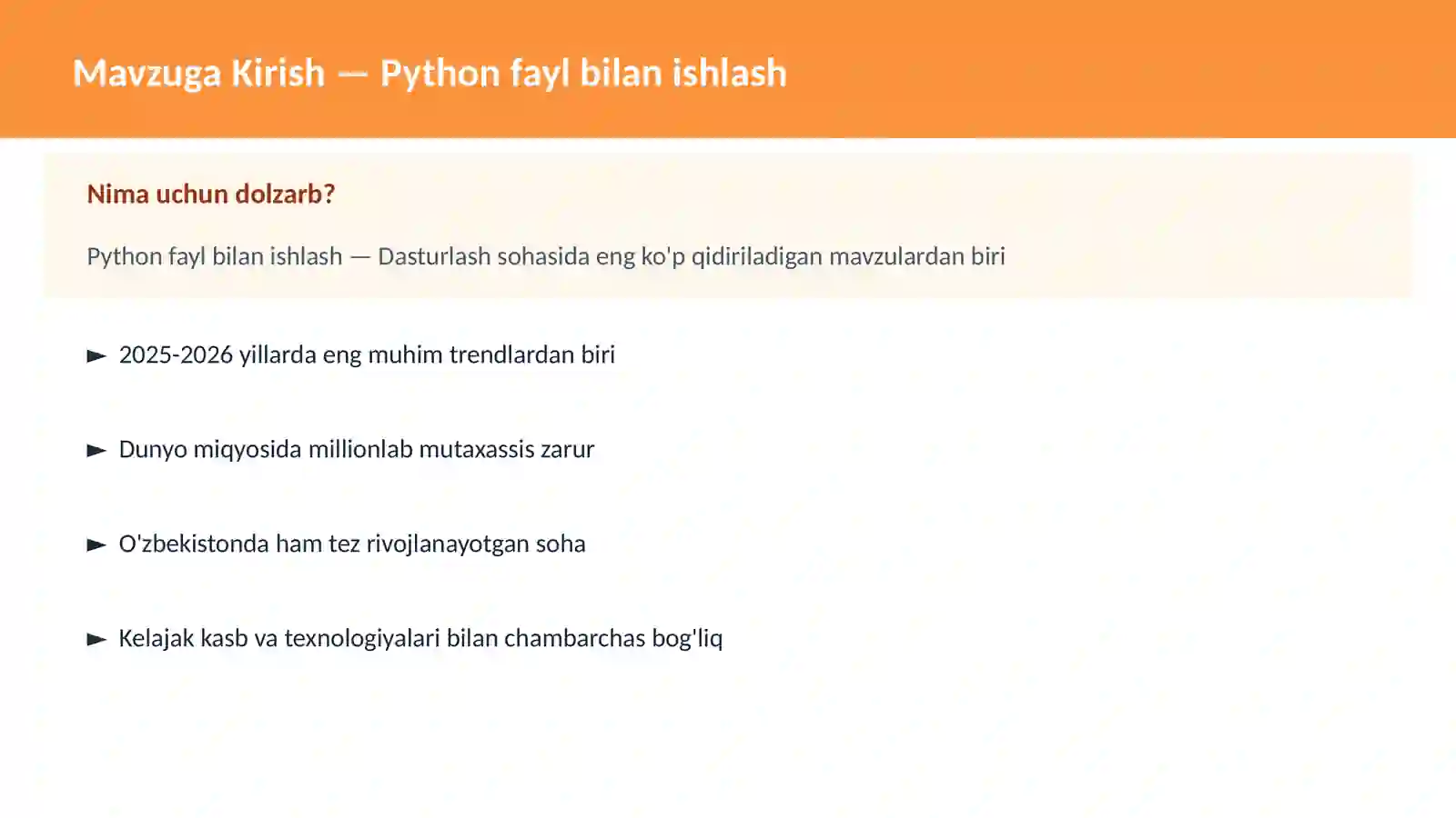 Python fayl bilan ishlash 2