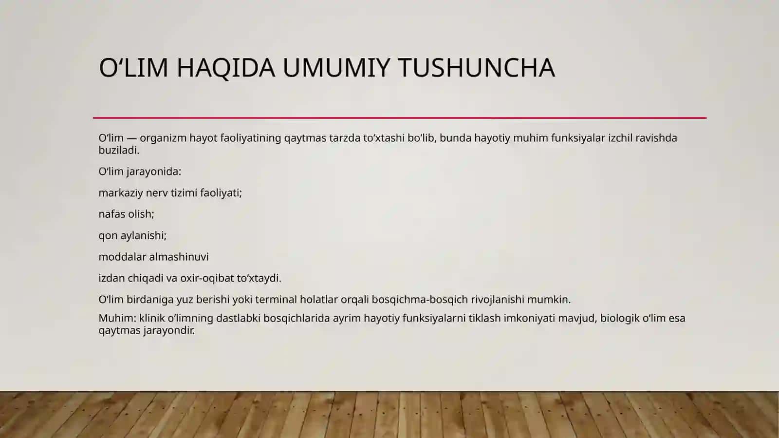 O‘lim haqida tushunchalar 2