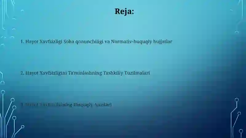 Hayot faoliyati xavfsizligining huquqiy va tashkiliy asoslari 2