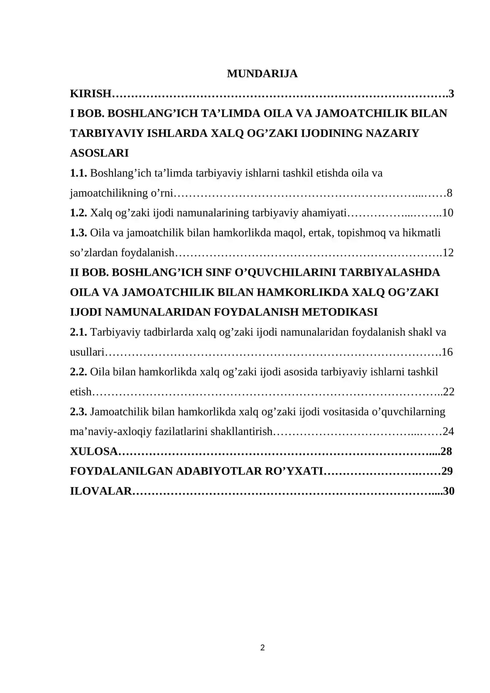 Oila va jamoatchilik bilan olib boriladigan tarbiyaviy ishlar metodikasi. 2