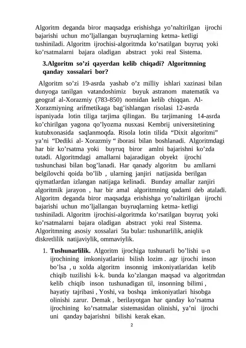 Algoritmlar va ma'lumotlar strukturasi 2
