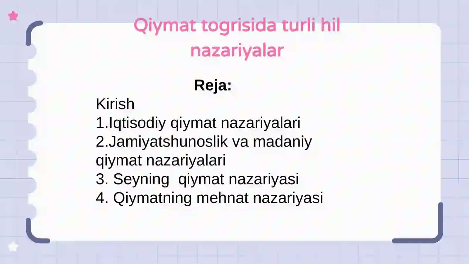 Qiymattog'risidagi turli hil nazariyalar 2