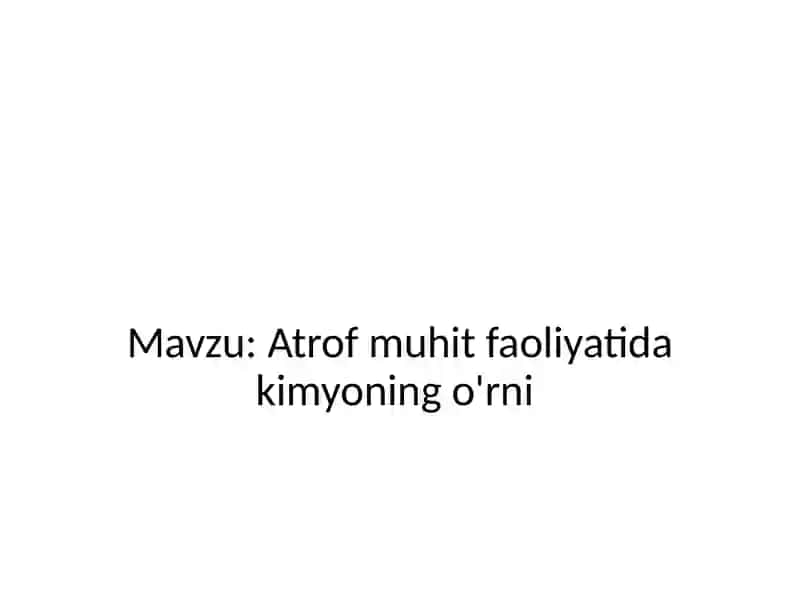 Atrof-muhitni muhofaza qilish tibbiy profilaktikasi 2