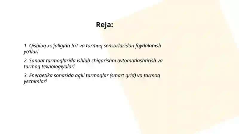 Xalq xo'jaligining turli soxalari va tarmoqlarida tarmoq texnalogiyalaridan foydalanish yo'llari 2