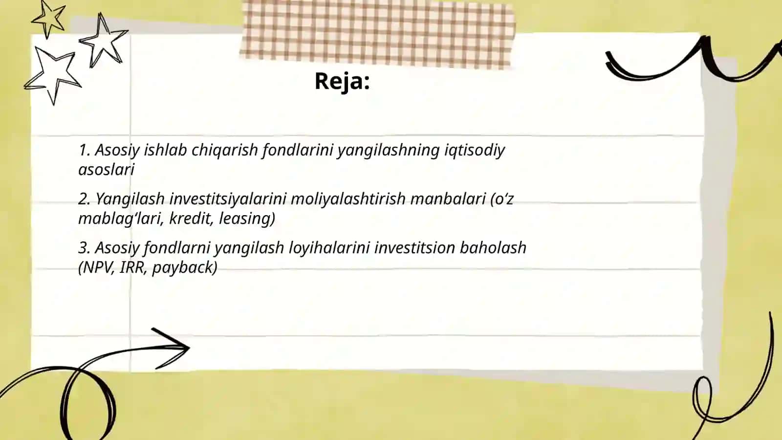 Sanoat korxonasida asosiy ishlab chiqarish fondlarining yangilashning samaradorligi 2