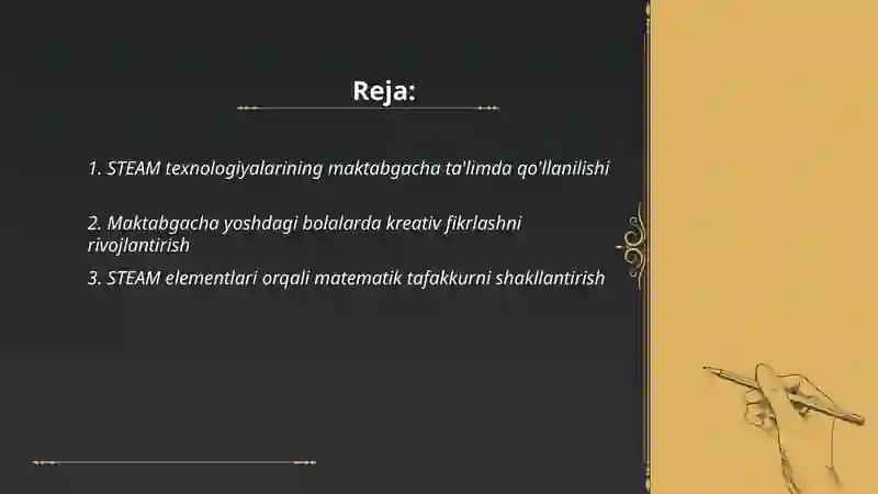 STEAM texnologiyalari fanining predmeti, obyekti, maqsadi va vazifalari 2