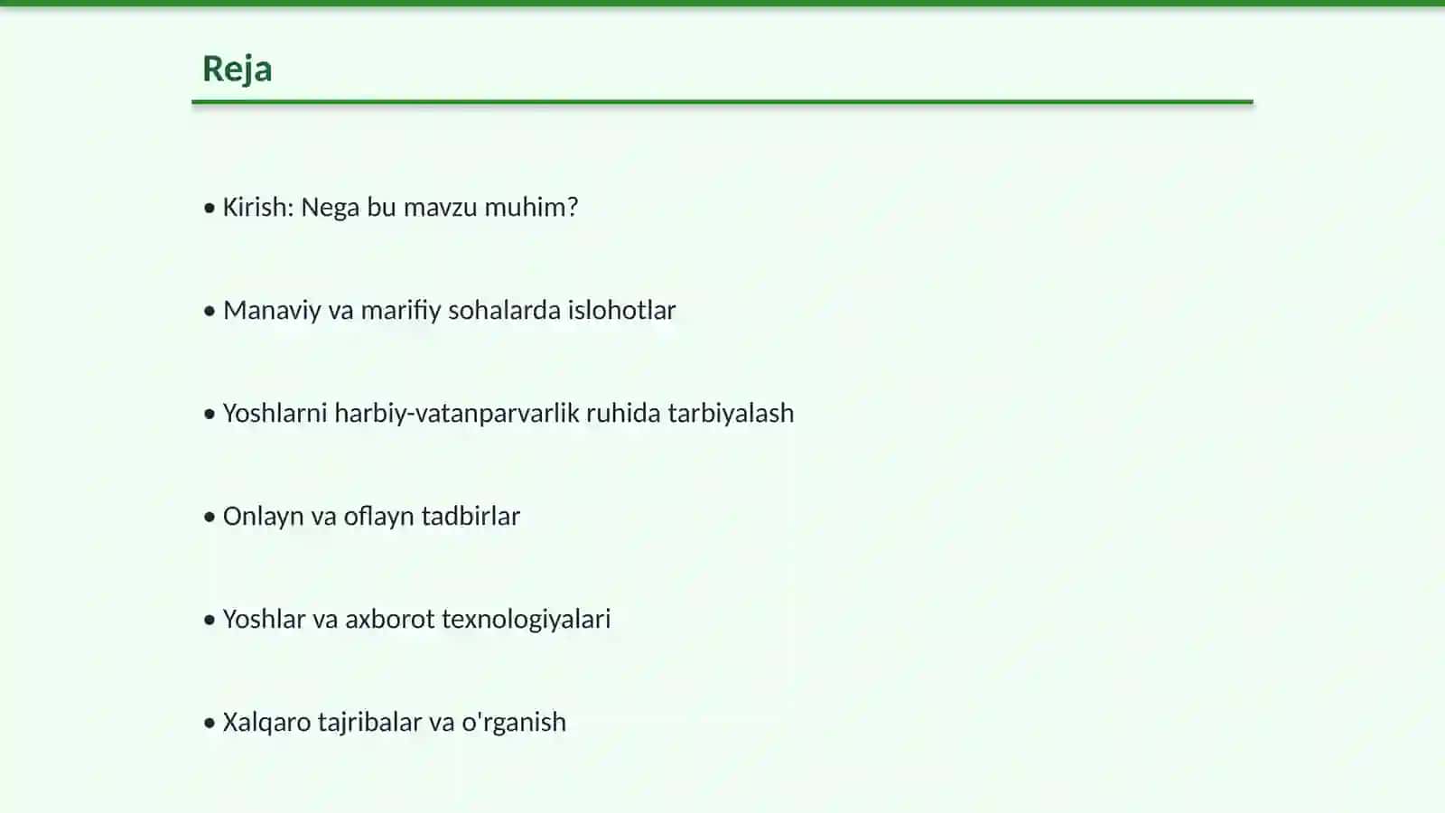 Manaviy va Marifiy Islohotlar: Yoshlarni Vatanparvarlik Ruhida Tarbiyalash 2