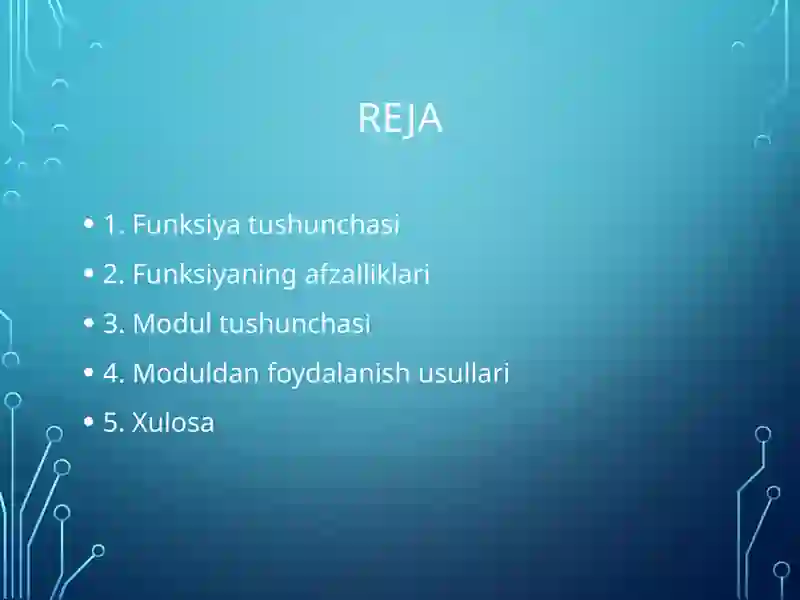 Dasturlashda funksiyalar va modullar 2