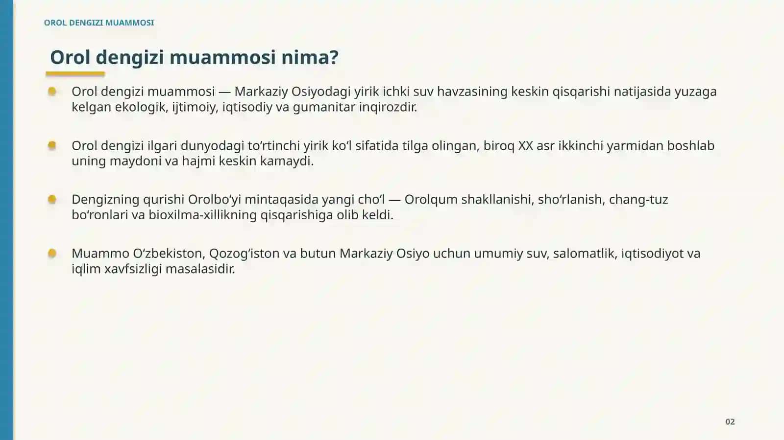 OROL DENGIZI MUAMMOSI 2