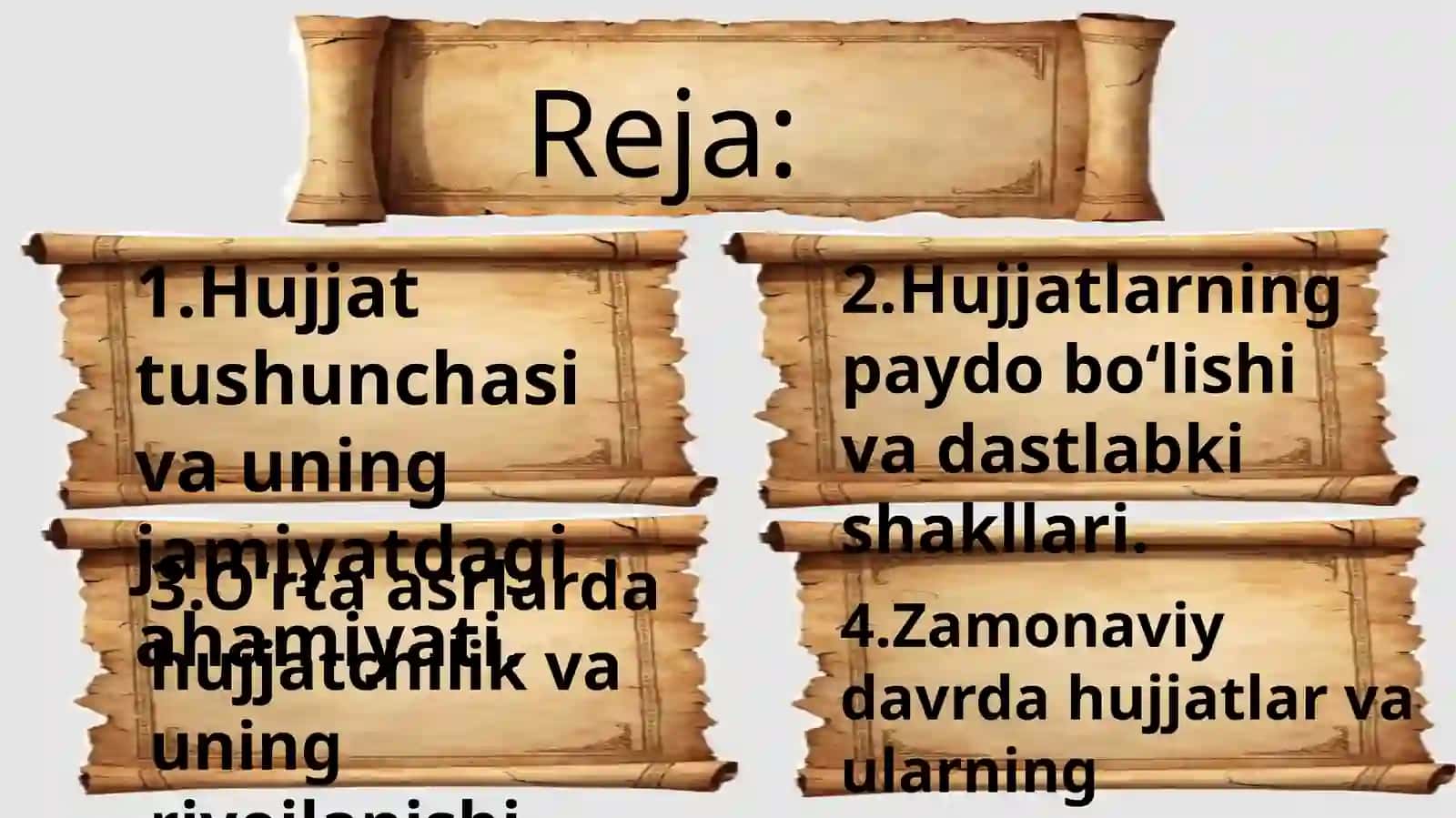 Hujjatlarning paydobólishi va tarixi 2