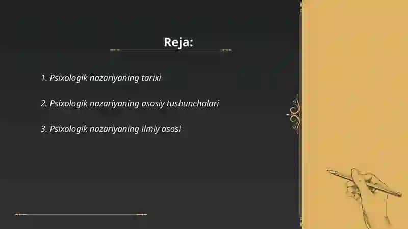 Psixologik nazariyaning oziga xosligi 2