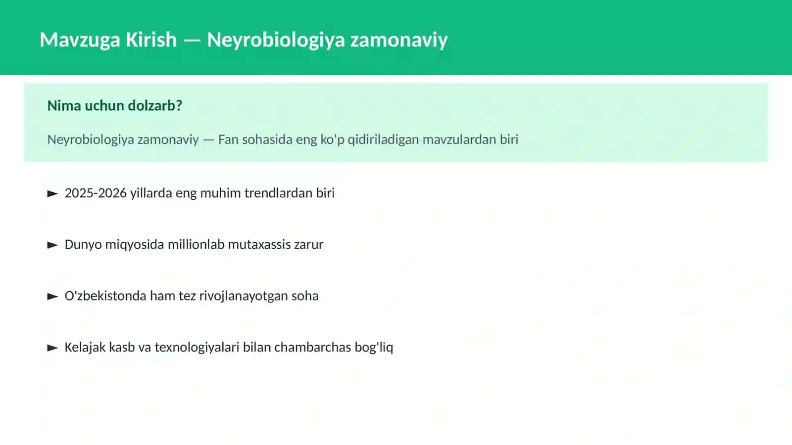Neyrobiologiya zamonaviy 2