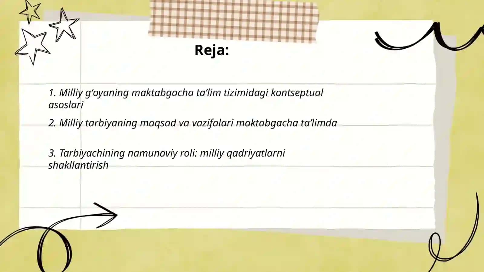 Milliy gʻoyaning maktabgacha taʼlim tizimdagi vazifalari, tarbiyachining namunaviy roli va milliy tarbiyani rivojlantirish istiqbollari 2