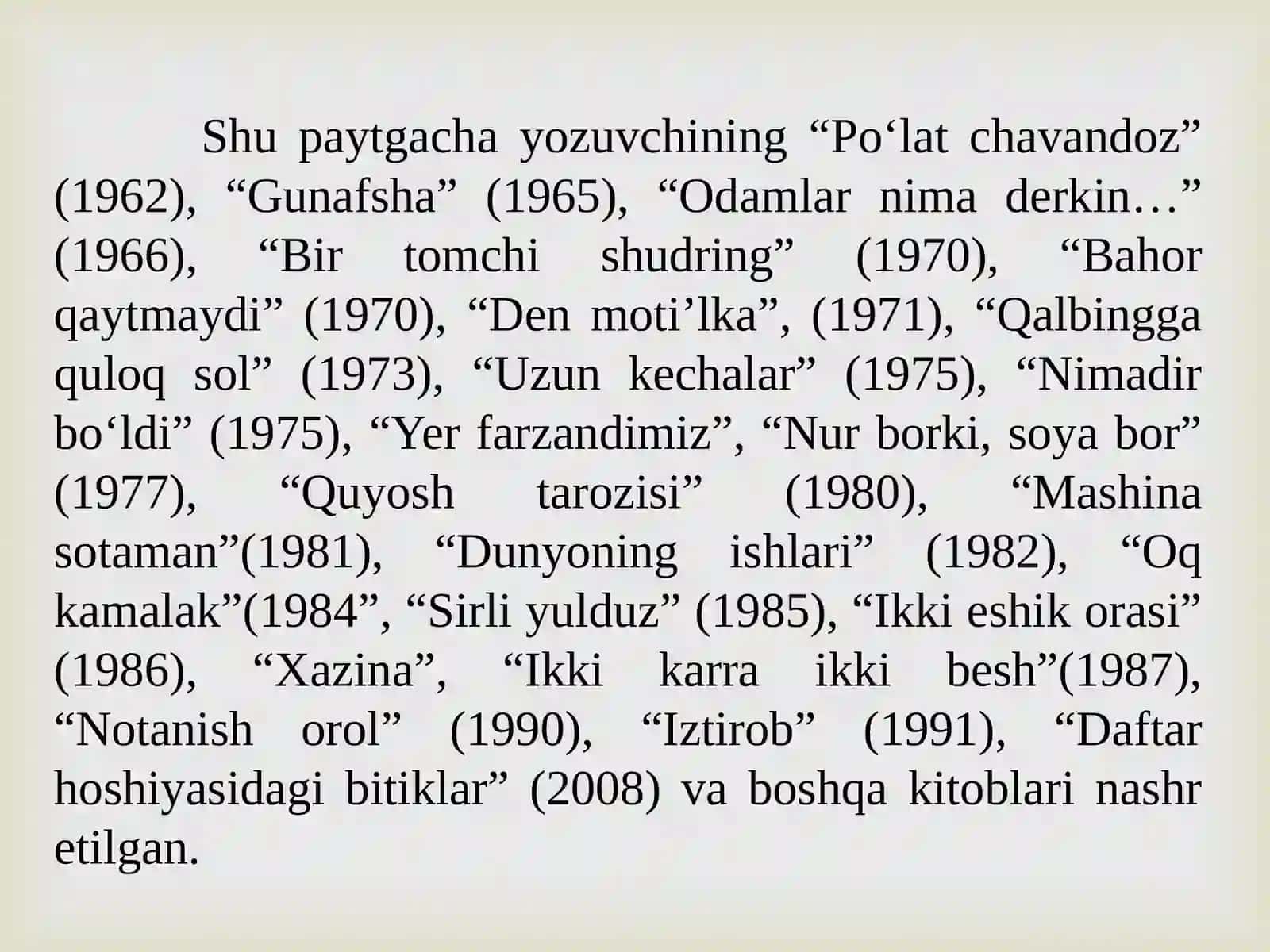 XX asr O'zbek adabiyotining til xususiyatlari 2