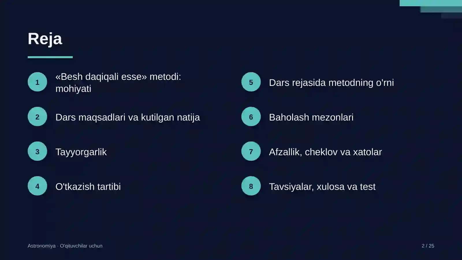astronomiya darslarida besh daqiqali esse metodidan foydalanish 1123 2