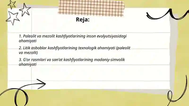 Paleolit va mezolit davridagi kashfiyotlar ahamiyati 2