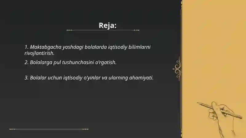 Maktabgacha yoshdagi bolalarda iqtisodiy va huquqiy tarbiyani shakllantirish usullari bolalarini konstitutsiya bilan tanishtirish 2